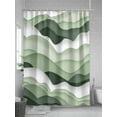 thumbnail image 5 of Sage Green Ombre Long Shower Curtain Set, Waterproof Shower Curtains for Bathroom, Modern Moire Geometric Abstract Washable Fabric Cloth Bath Curtain for Bathtub Decoration with Hooks 72x84 Inches, 5 of 6
