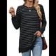 thumbnail image 2 of Camisa Informal de Larga A Rayas para Mujer, , con Cuello Redondo, Ajustada, Holgada, Básica Gris Oscuro Negro M, 2 of 10