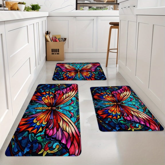 Kitchen Mat Set of 3, Non-Slip Floor Mat for Kitchen Entrance, Laundry Room, Thanksgiving Home Decor Gift for  Lovers