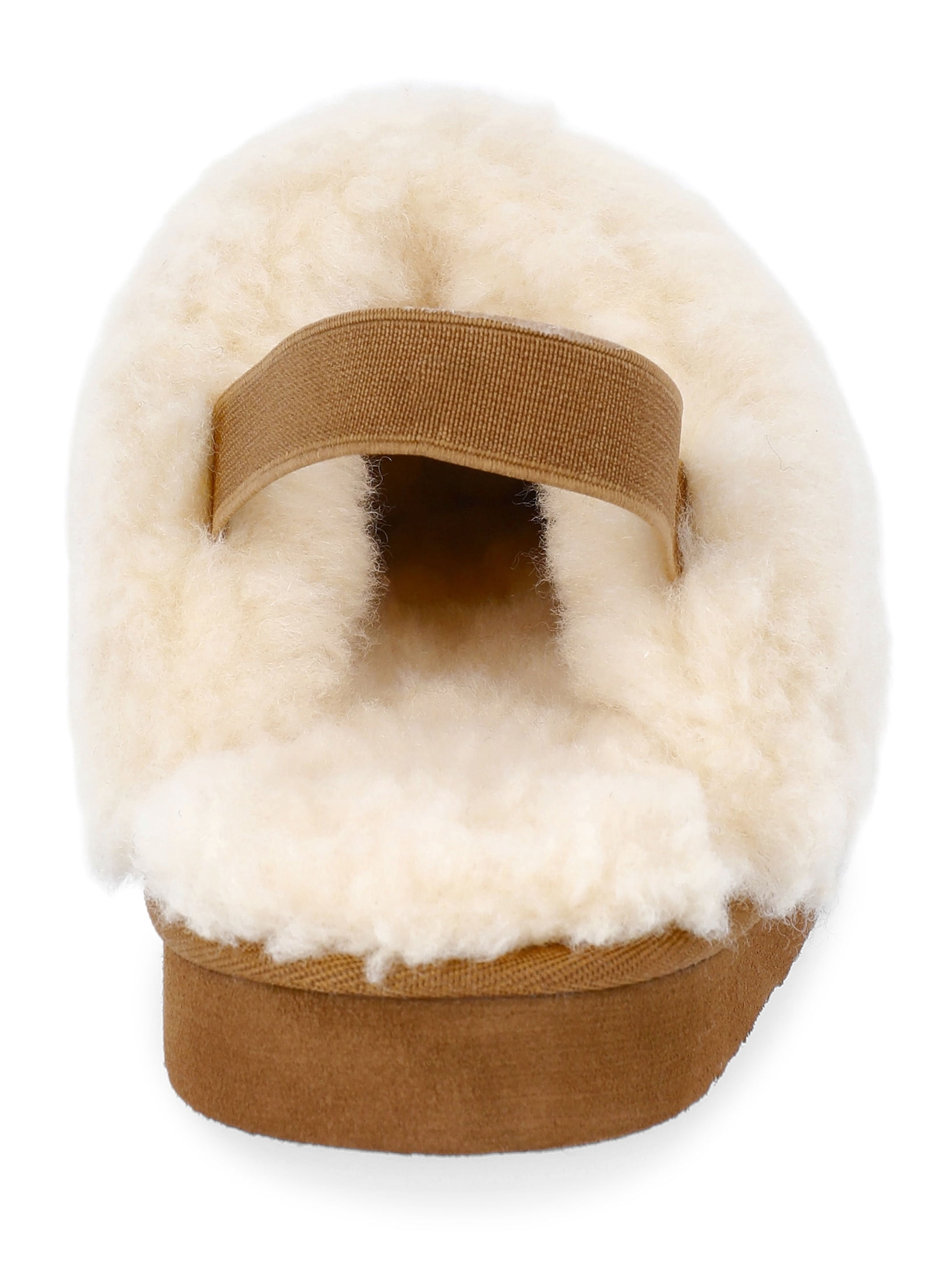 Pawz Girls Faux Shearling Slippers with Slingback Strap