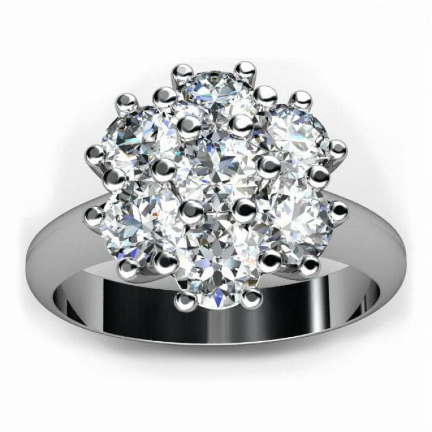 HeartsAndYou 1ct Round Cut Moissanite Flower Cluster Engagement Ring for Women 18k White Gold Over Silver