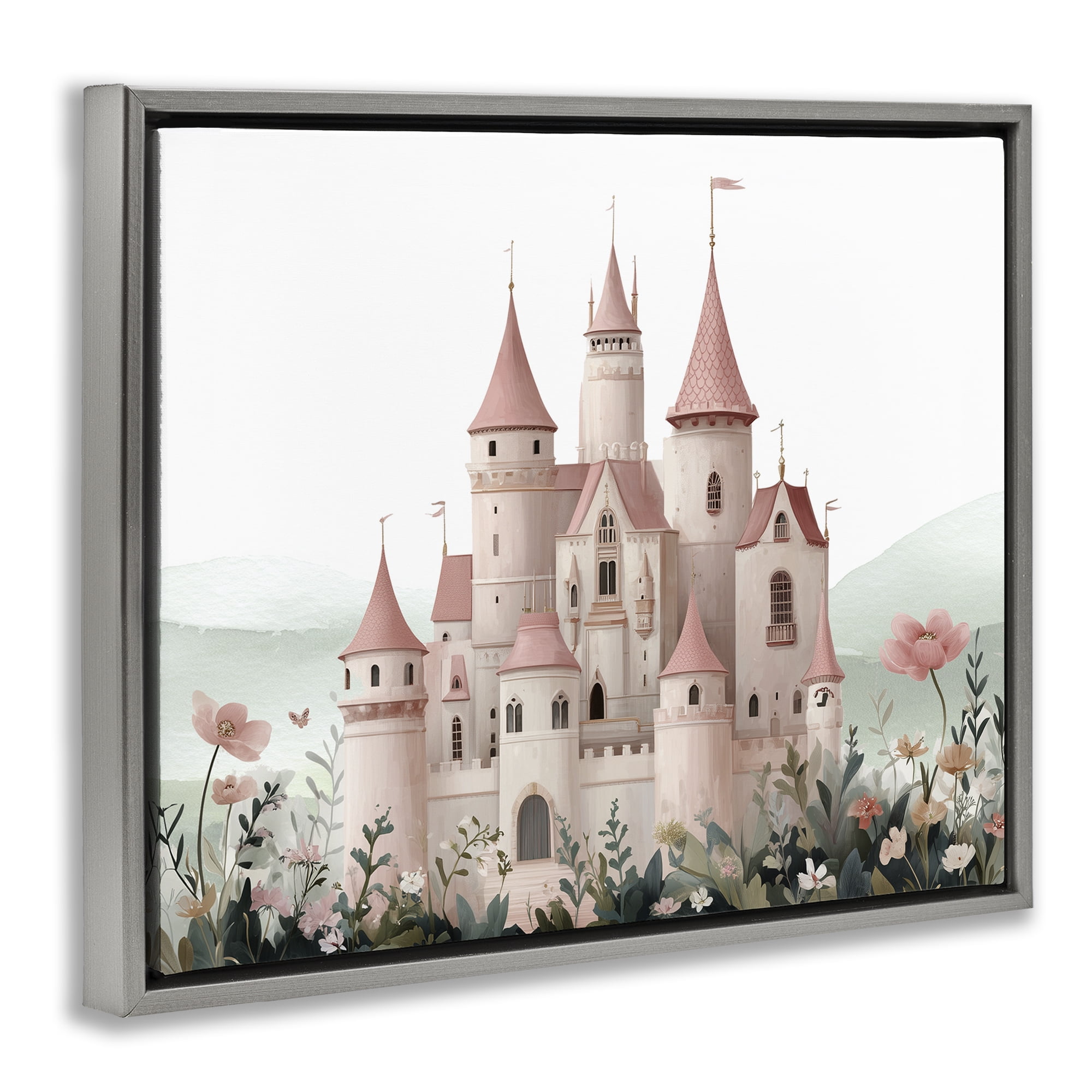 Stupell Industries A Castle For Princess Gray Framed Floater Canvas Wall Art, design by Christine Simpson Art
