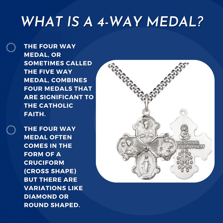 Extel Medium Sterling Silver Traditional Catholic Cross Cruciform Pendant with 18" chain with Miraculous Medal, St. Joseph, St. Christopher and Sacred Heart, Made in USA - Walmart.com