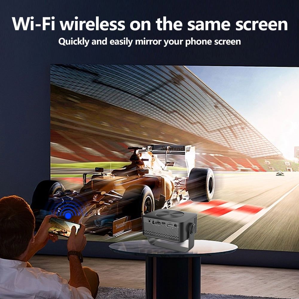 Mini Projector with WiFi , Native 1080P Projector , Projectors for Outdoor Movies Home Theater Built-in Speaker Android11 Dual WiFi6 Allwinner 1080p Compatible with iPhone/Android/PS4/Laptop