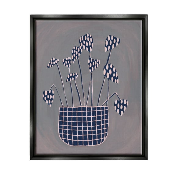 Stupell Spotted Plant Leaves Floral Patterned Botanical & Floral Painting Black Floater Framed Art Print Wall Art