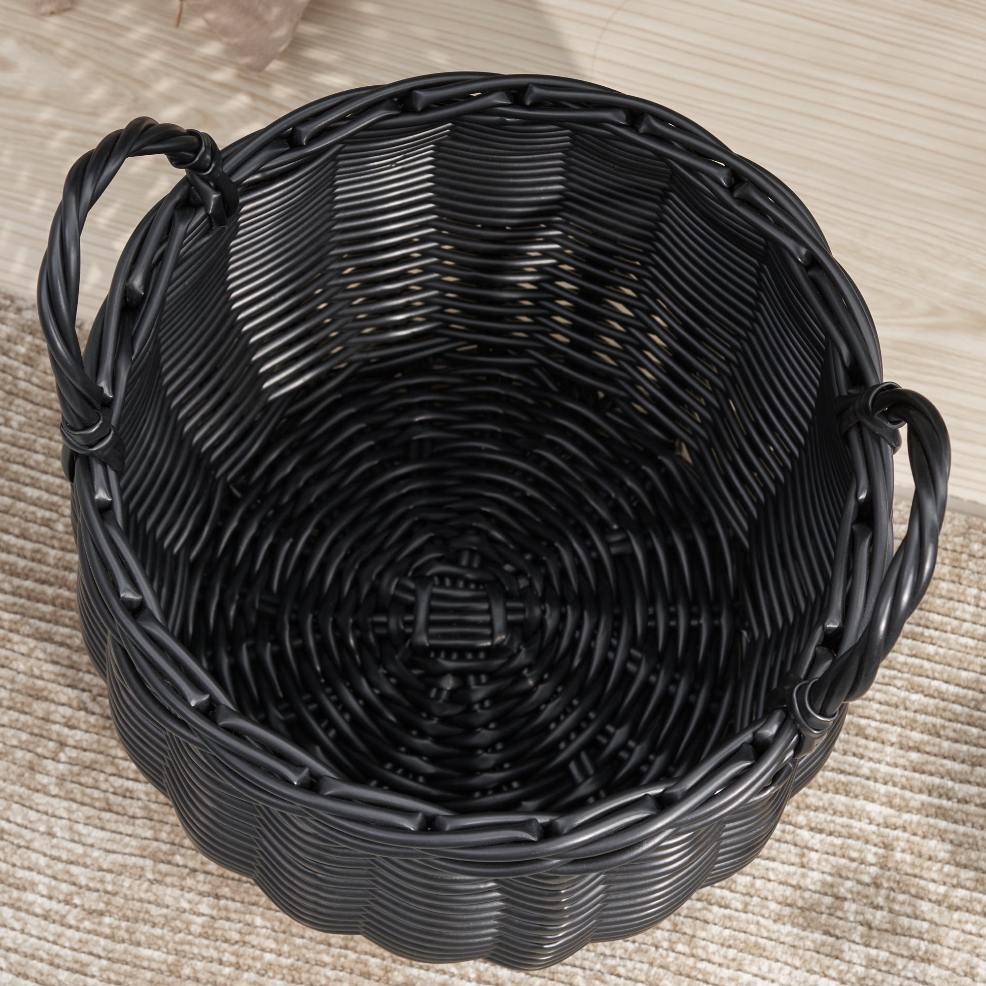 Leumius Laundry Hamper Wicker Laundry Basket with Handles, Round Clothes Hamper with Removable Liner Bags Rattan Laundry Basket for Clothes