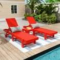 thumbnail image 2 of 3 Piece Modern Poly Reclining Chaise Lounge With Wheels, Red, 2 of 4