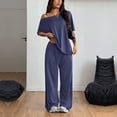 thumbnail image 4 of Plus Size Two Piece of Outfits for Womens Round-Neck Short Sleeve And Long Pants Casual 2PC Sets, 4 of 6
