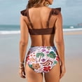 thumbnail image 4 of Delconic Women Ruffle Sleeve Two Piece Bikini Set High Waist Floral Print Swimsuit Flutter Strap Swimwear Top and Bottom, 4 of 6