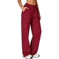 thumbnail image 3 of Fabrcox Women's Wide-Leg Scrub Pants - Stretch Trousers with Cargo Pockets, Elastic Waistband for Nurses ,Red L, 3 of 6