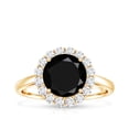 thumbnail image 4 of Rosec Jewels Black Onyx Engagement Ring with Halo - Natural Black Onyx Diamond Ring (AAA Grade Certified) - with Jewelry Box, 18K Yellow Gold, US 3.00, 4 of 8