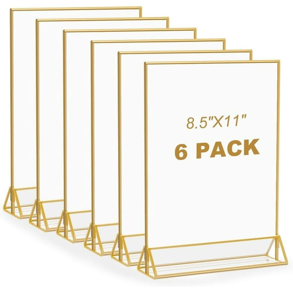 EcoNesxp 6 Clear Acrylic Frames with Gold Frames 5X11 Inches