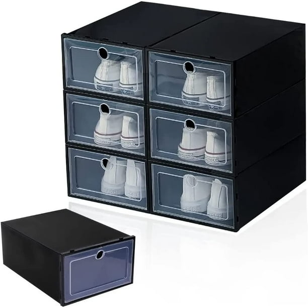Cajas Organizadoras para Calzado Zapados Tenis Zapatillas Zapatera Apilable Color Negro Practiksa Kit de 6 piezas