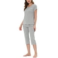 thumbnail image 2 of Unique Bargains Women's Lounge Pajama Round Neck Capri Nightwear Casual Sleepwear Sets, 2 of 5
