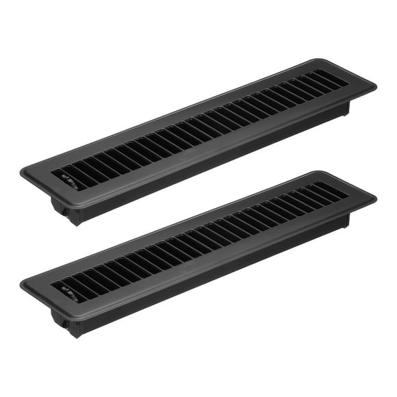 Uxcell 14 x 2 Inch Floor Register, 2pcs Heavy Duty Air Vent Cover Adjustable Floor Grates, Black