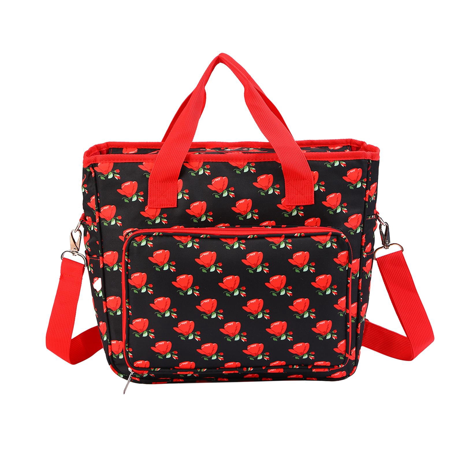 Wxqbjtam Yarn Storage Tote Bag Crochet Bag Lightweight Crochet Organizer Pockets Portable red