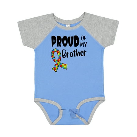 

Inktastic Proud of My Brother Autism Awareness Puzzle Piece Ribbon Gift Baby Boy or Baby Girl Bodysuit