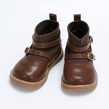 

Toddler Girls Solid High-top Sock Shoes Soft Sole Anti Slip Slip On Ankle Boots