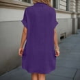 thumbnail image 5 of FINALGANG New Dress For Women Solid Color Turndown Collar Short Sleeve Dresses Buttons Down Loose Sundress With Pockets Design Durable Soft Fabric, 5 of 6