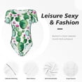 thumbnail image 6 of Naloa Cactus Plants Women's Short-Sleeved Onesie, One-Piece Swimsuit for Parties, dates, clubs - Small, 6 of 9