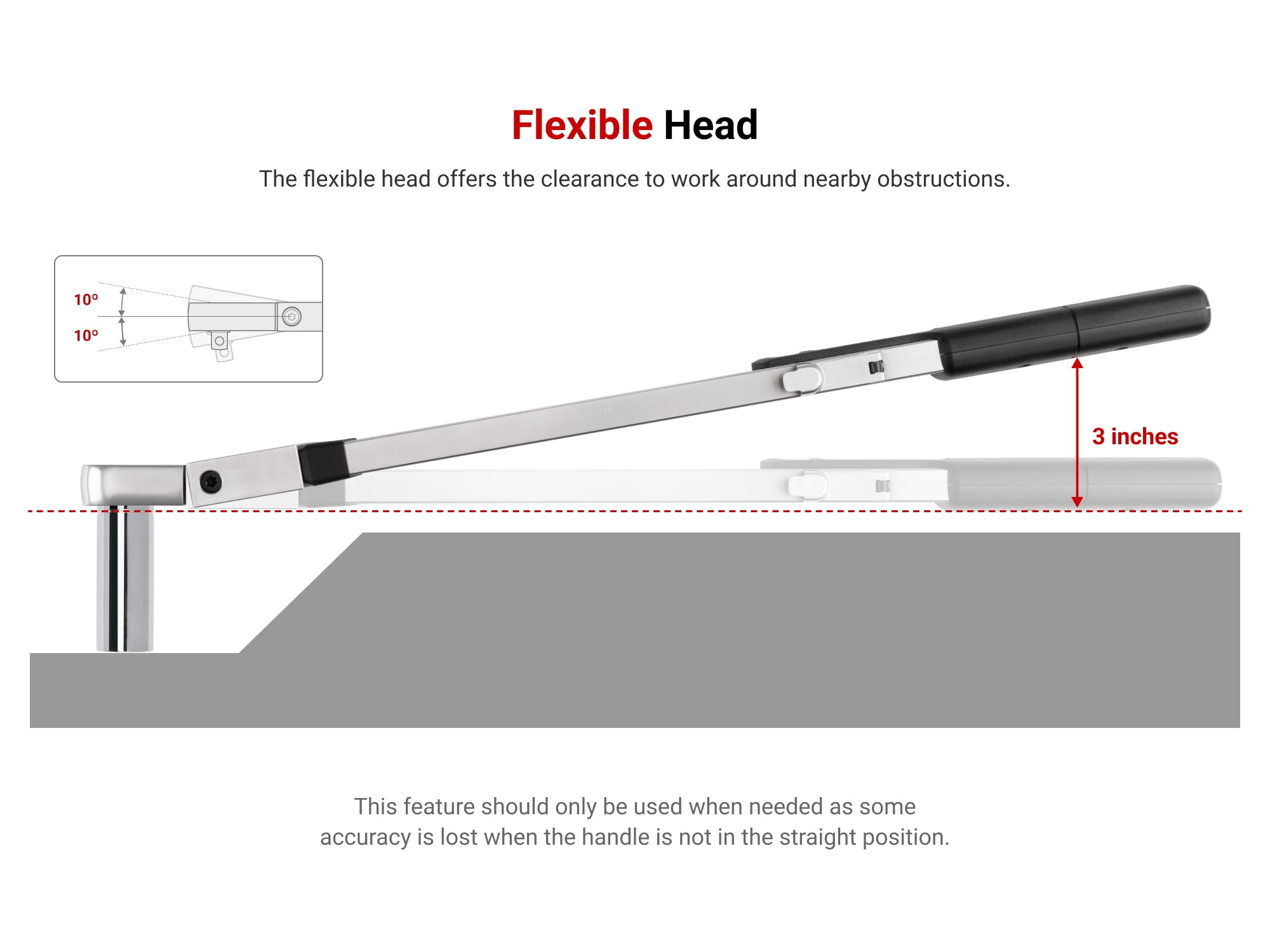 TEKTON 1/2 Inch Drive 72-Tooth Flex Head Split Beam Torque Wrench (40 - 250 ft-lb) | TRQ62203