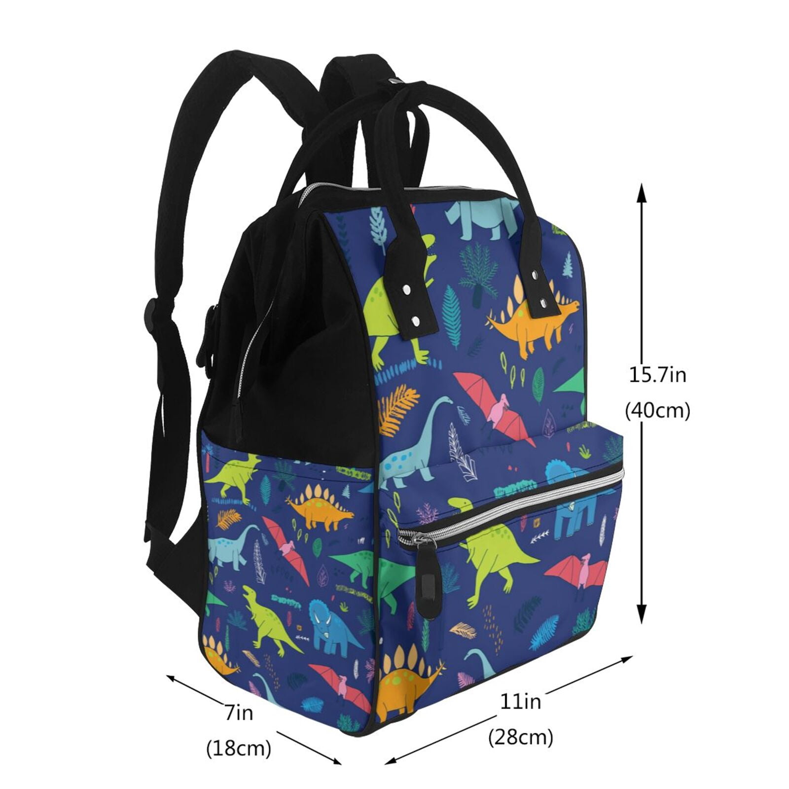 Ratiio Dinosaurs Mummy Backpack - Waterproof Twill Canvas, Large Capacity Diaper Bag with Multiple Pockets and Adjustable Straps