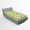 thumbnail image 2 of Ambesonne Sunflower Fitted Sheet, Summer Flowers Country, Twin XL Size, Earth Yellow and Green, 2 of 5