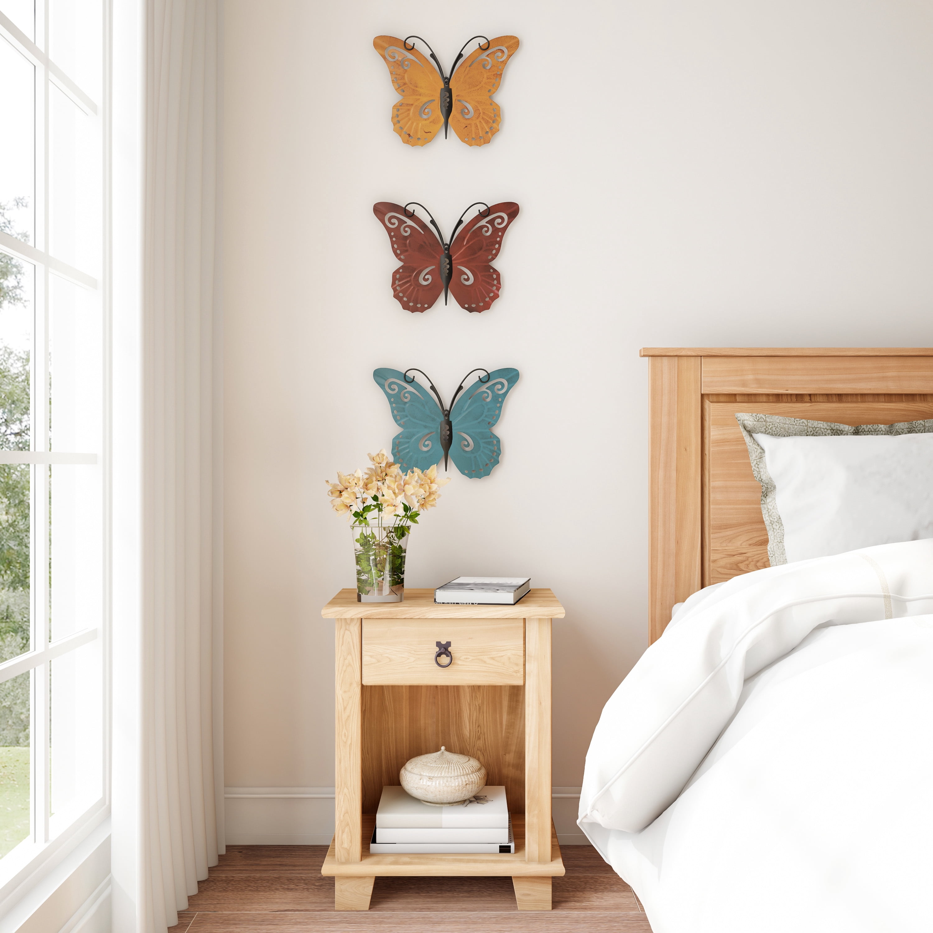Lavish Home Butterfly Metal Wall Art 3 Piece Set- Hand Painted India | Ubuy
