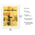thumbnail image 2 of Southern California - Spanish Mission Padre Feeding Birds - United Air Lines - Vintage Airline Travel Poster by Stan Galli c.1950s - Fine Art Matte Paper Print (Unframed) 18x24in, 2 of 4