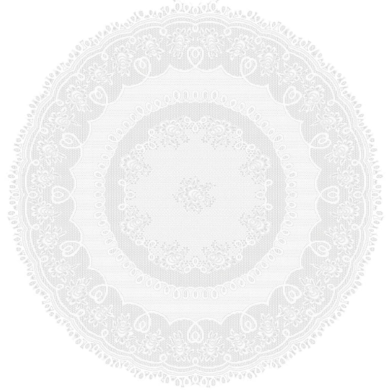 Bevtee 70" White Floral Lace Round Tablecloth photo 4
