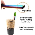 thumbnail image 4 of LinenLoon Reusable Boba Smoothie Straw Rainbow Metal Straws Wide Thick Fat Angled Tip Sharp End Straw for Milkshake Jumbo Bubble Tea Straws With Carry Case Bag Silicone Tips Brush 12mm 0.5in 4 Pack, 4 of 5