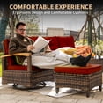 thumbnail image 5 of MEISSALIVVE 7 Pieces Outdoor Patio Furniture Sets, Wicker Patio Conversation Sets with 2 Wood Armrests Swivel Glide Chairs, Outdoor Couch for Deck Yard and Poolside (Red), 5 of 9