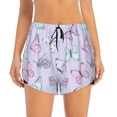 thumbnail image 2 of Daiia Purple Butterfly Pattern Women's 2 in 1 Running Shorts - Lightweight Athletic Workout Gym Yoga Shorts Liner with Phone Pockets-X-Large, 2 of 7