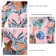thumbnail image 4 of Camisa de manga corta con cuello vuelto para mujer, blusa informal elegante con botones y estampado Floral para fiesta en la playa, color rosa XL, 4 of 5