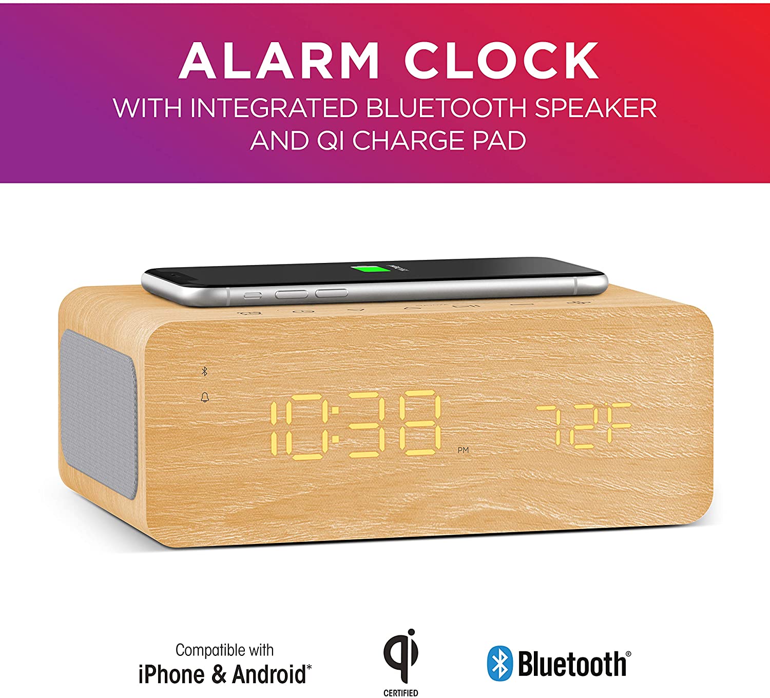 ION Audio Charge Time 20W Bluetooth Speaker and Alarm Clock with Qi