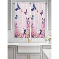 thumbnail image 2 of Pink Flower Living Room Curtains 2 Panel, Spring Floral Butterflies Birds Elegant Pastoral Cafe Window Treatment, Extra Long Farmhouse Bedroom Bathroom Kitchen Curtains Drapes 104"x72", 2 of 6