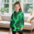 thumbnail image 3 of Psesaysky Green Lightning Print Girls Los Angeles Oversized Sweatshirts with Kangaroo Pocket Long Sleeve Hoodie Dress Casual Loose Pullover Tops for 7-8 Years, 3 of 7