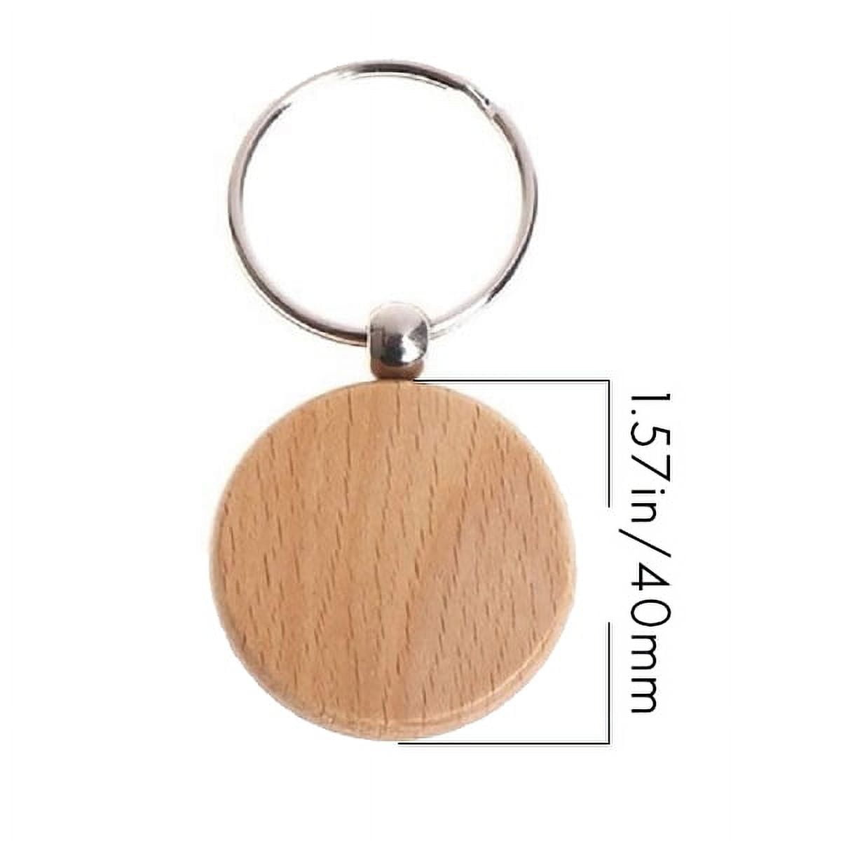 40Pcs Blank Round Wooden Key Chain Diy Wood Keychains Key Tags Can Engrave Diy Gifts