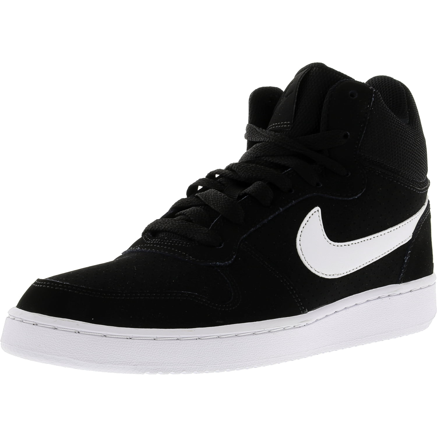 Nike Men's Court Borough Mid Black/White Mid-Top Leather Basketball ...