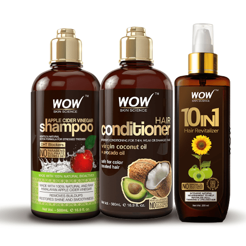 WOW Apple Cider Vinegar Shampoo and Conditioner Set + Hair Revitalizer ...
