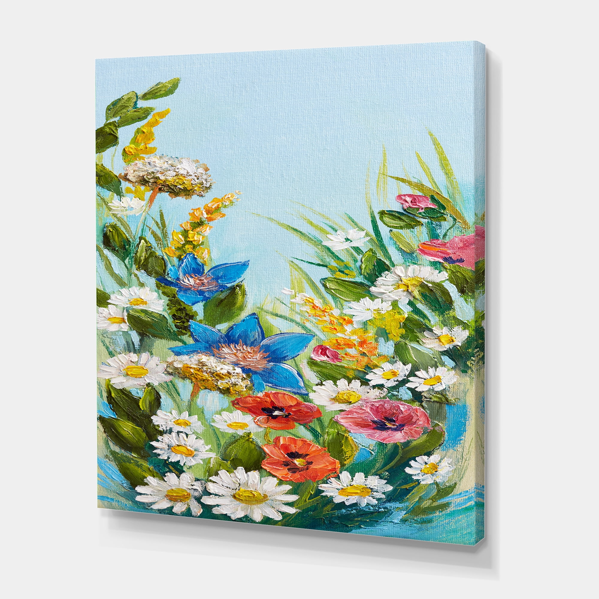 Designart ' Still Life Of Colorful Wildflowers With Leaves I ' Traditional Canvas Wall Art Print