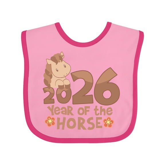 Inktastic 2026 Year of the Horse Boys or Girls Baby Bib