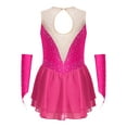 thumbnail image 4 of TSSOE Kids Girls Figure Ice Skating Dress Sleeveless Lyrical Ballet Dance Leotard Dresses with Gloves Hot Pink 14, 4 of 7