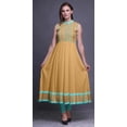 thumbnail image 2 of Bimba Robe Anarkali à Col Mandarin Imprimé Géométrique Orange Pâle pour Femmes Kurta Ethnique Indienne Moyenne, 2 of 6
