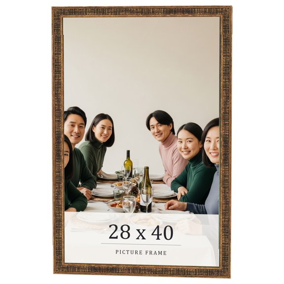 28x40 Frame Gold Kingsley Distressed Solid Wood Picture Frame Width 0.75 Inches | Interior Frame