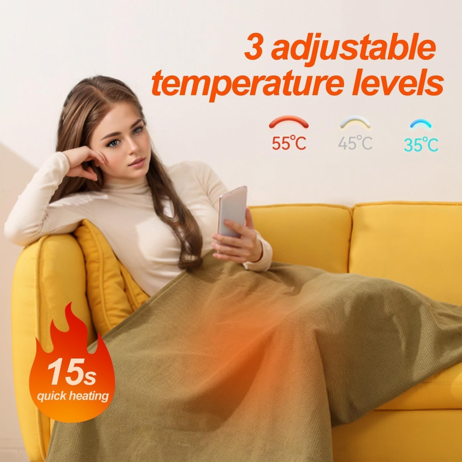 DFS Wearable Electric Shawl, Fast 15s Heating Rapid Warm Blanket Wrap Shawl with 3-Level Heated, Machine Washable - Wine Red