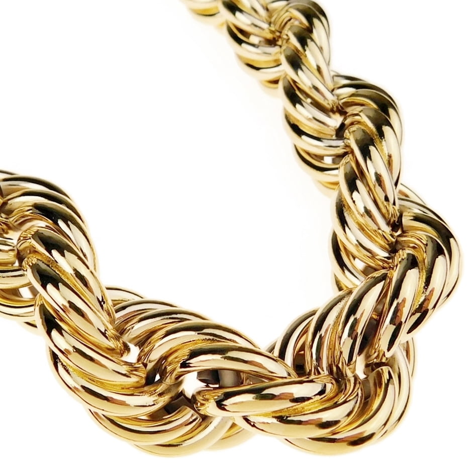 14K Gold Finish Hip Hop Rope Dookie Chain Chunky Twisted Necklace 30" ...