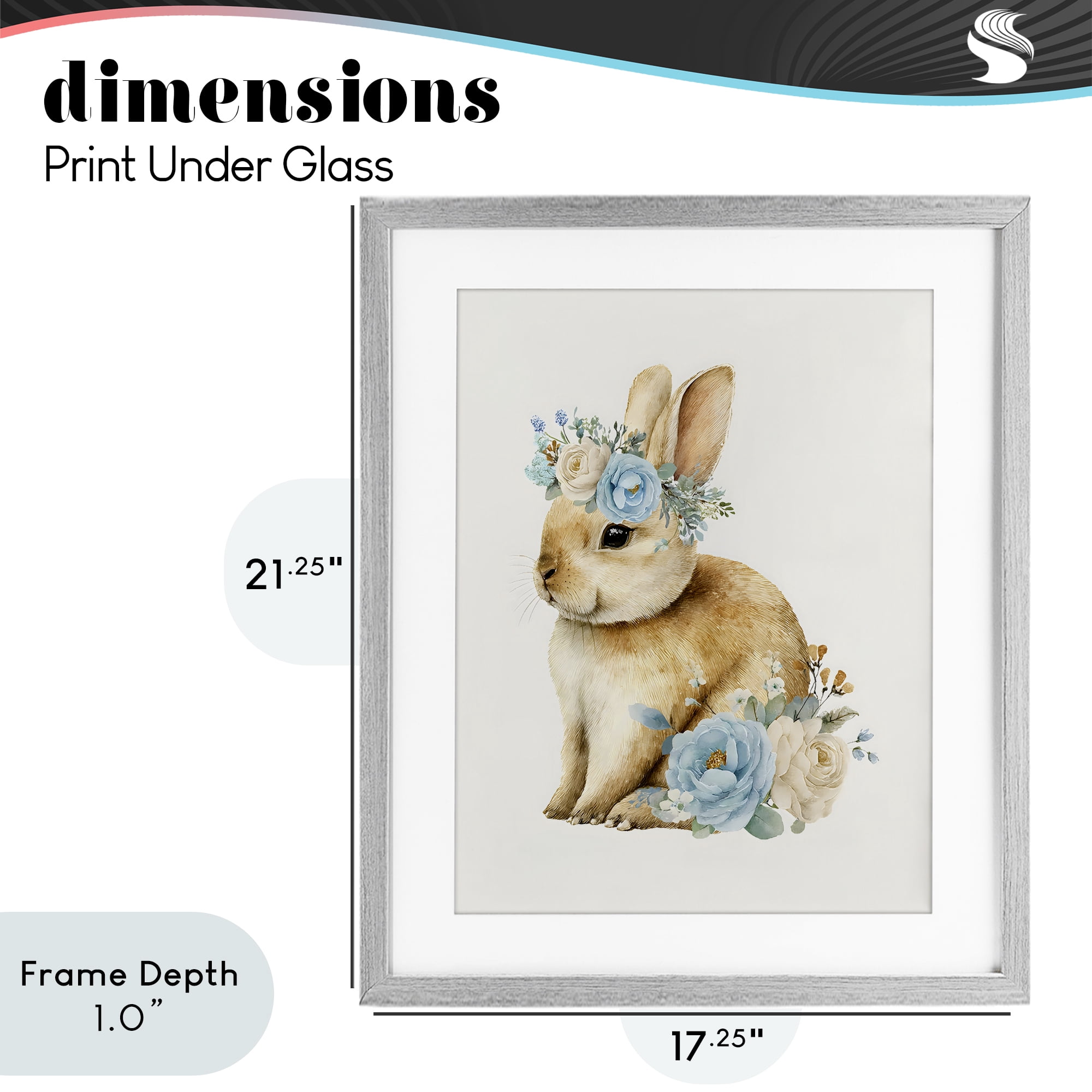 Stupell Industries Watercolor Nursery Bunny Gray Framed Print Under Glass, design by LSR Design Studio