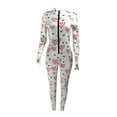 thumbnail image 5 of Seyurigaoka Women Christmas Printed Romper Casual Long Sleeve O-Neck Jumpsuit, 5 of 6