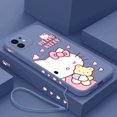 thumbnail image 1 of Funny Sanrio Hello Kitty Phone Case For iPhone 15 14 13 12 11 Pro Max Mini X XR XS MAX SE20 8 7 Plus Silicone with Hand Strap RJ, 1 of 7